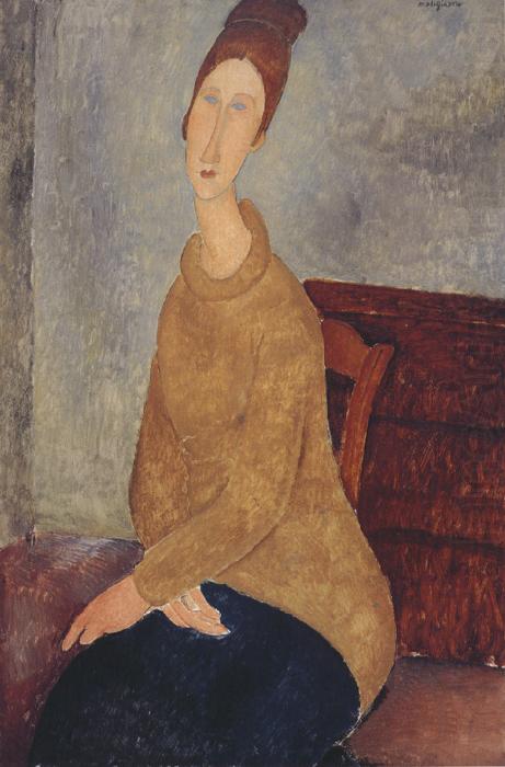 Jeanne Hebuterne with Yellow Sweater (mk39), Amedeo Modigliani